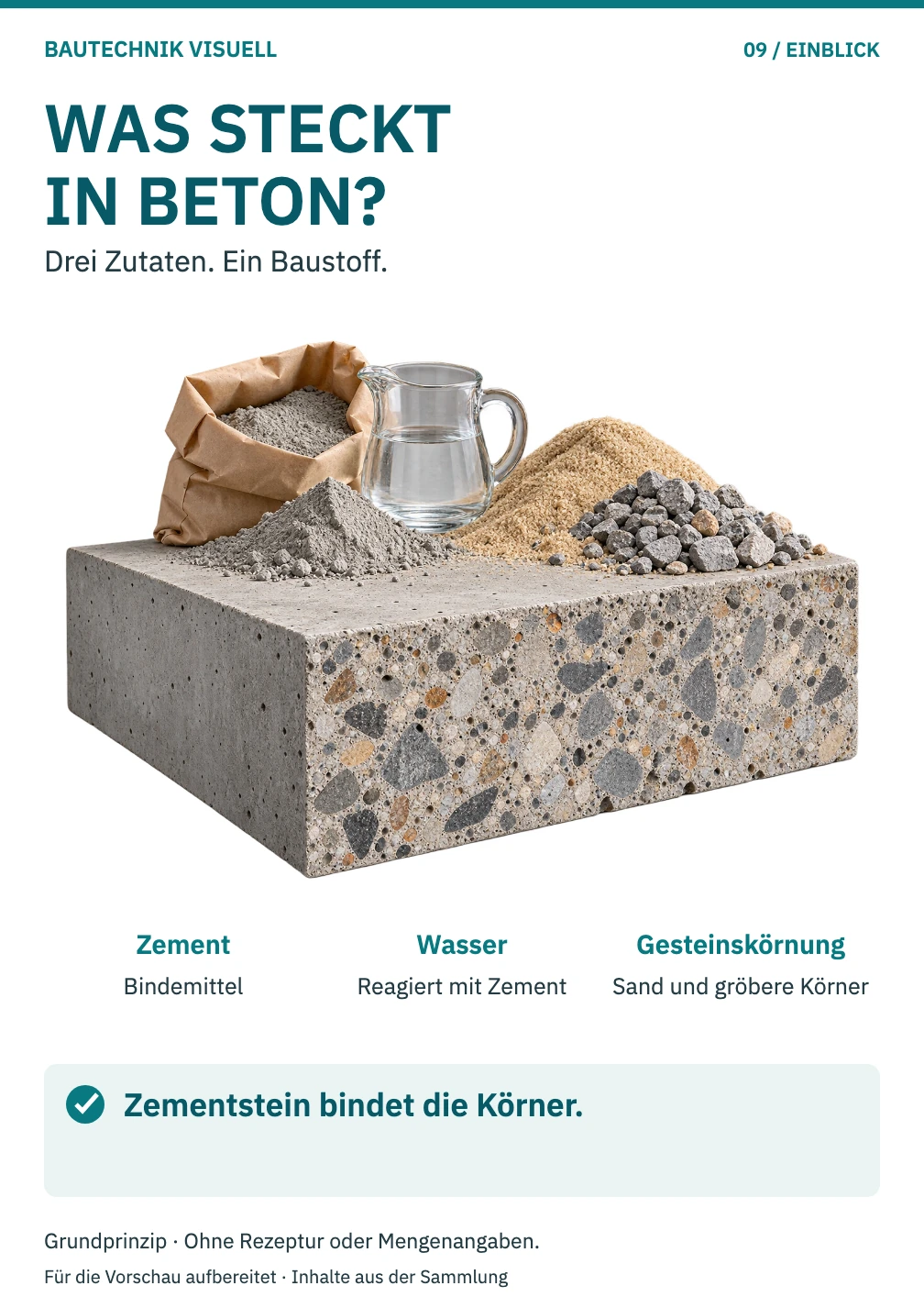 Was steckt in Beton? – Zement, Wasser, Zuschlag