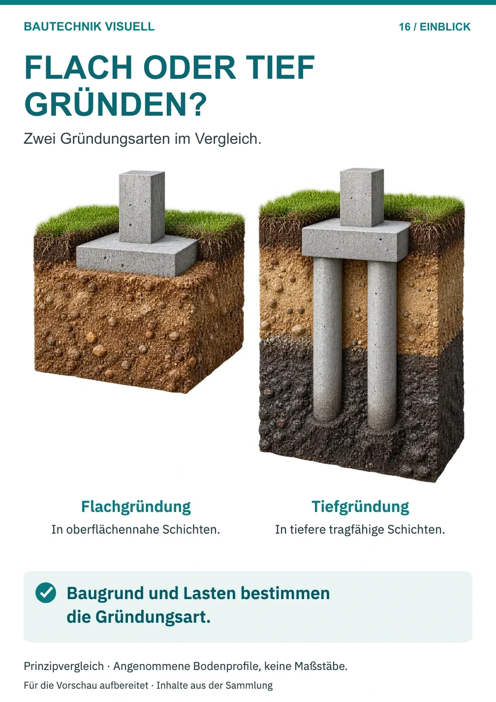 Flach oder tief gründen? – Gründungsarten im Vergleich