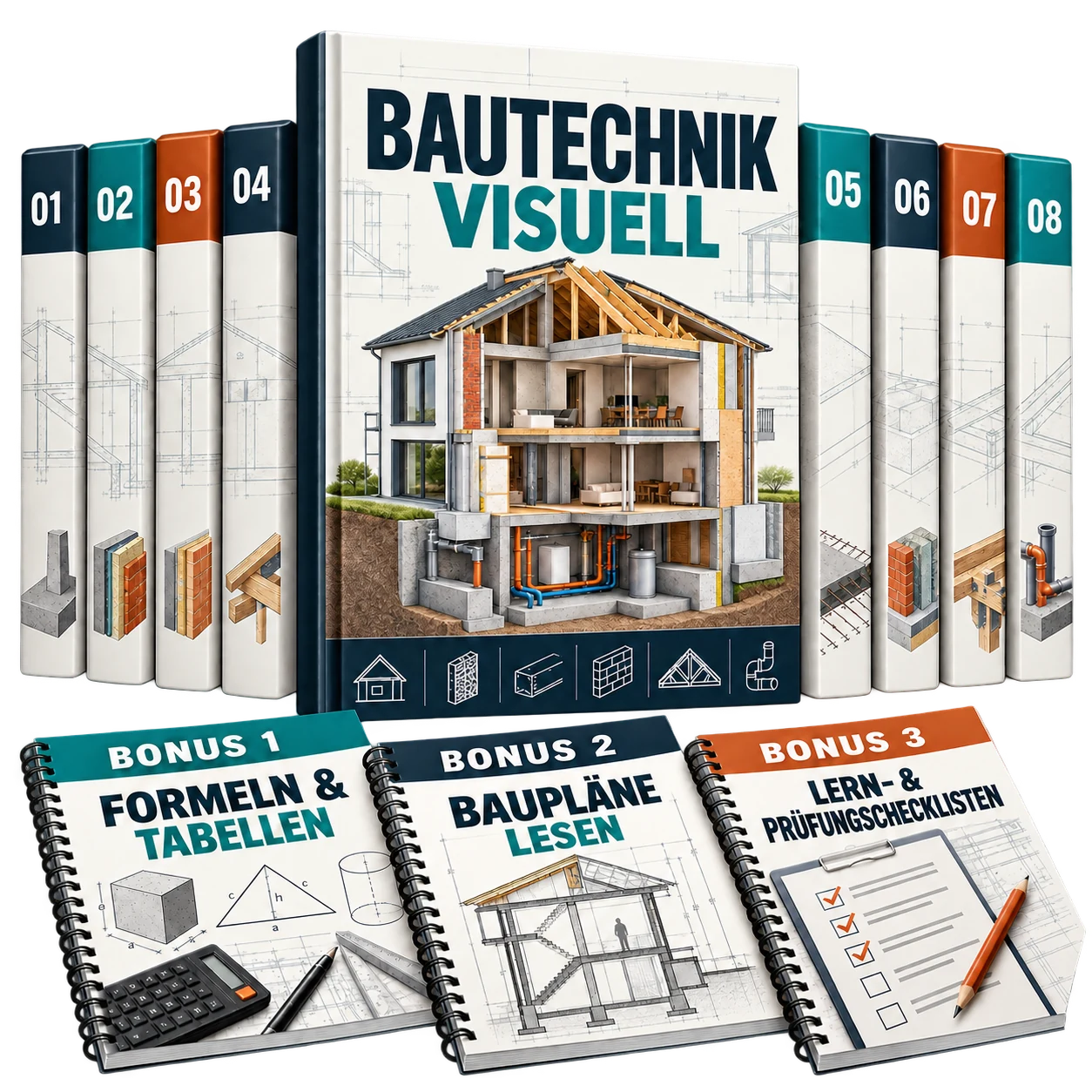 Bautechnik Visuell: Gesamtatlas, 8 Themen-PDFs und 3 Extras als digitales Lernpaket